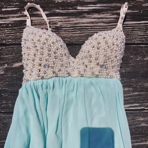 Light Blue Purple Diamond Homecoming Prom Formal Dress